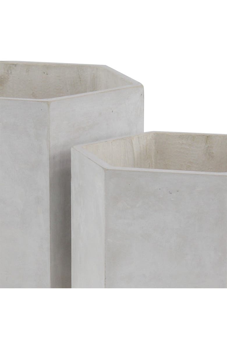 COSMO BY COSMOPOLITAN White Magnesium Oxide Contemporary Planter with Wood Legs - Set of 2, Alternate, color, White