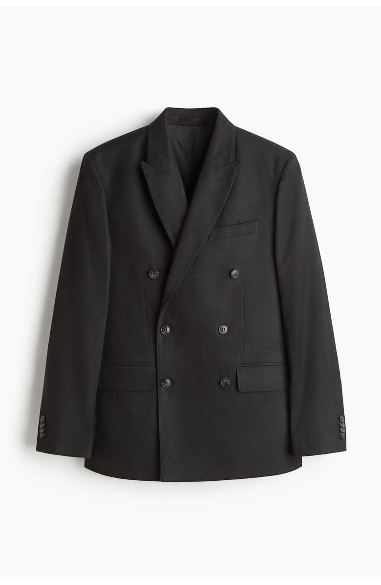 H&M Regular Fit Double-breasted Jacket, Main, color, Black