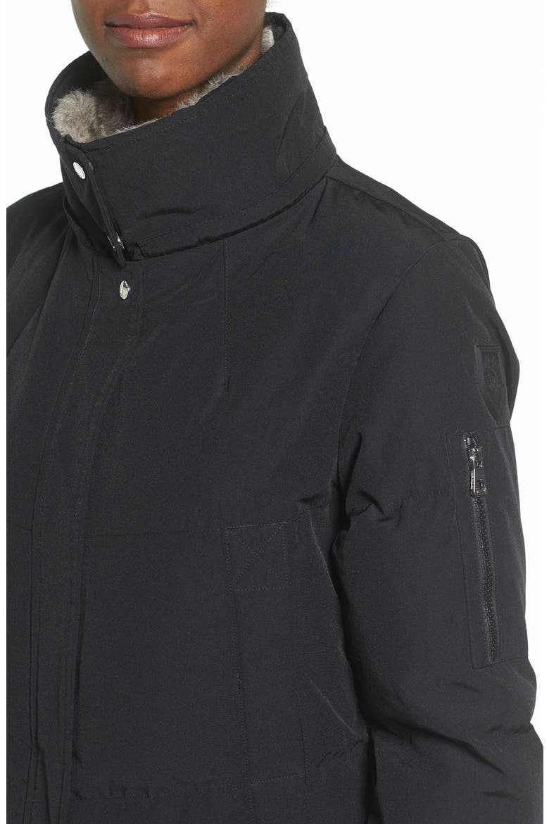 Down & Feather Fill Parka with Faux Fur Trims, Alternate, color, BLACK
