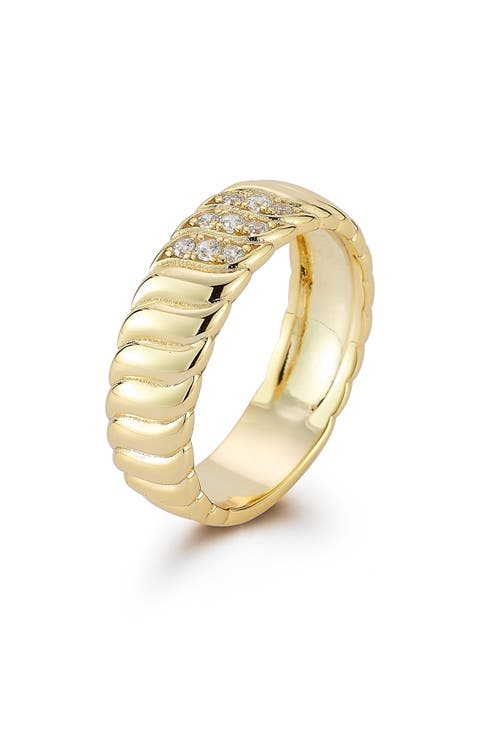 Cubic Zirconia Ribbed Band Ring