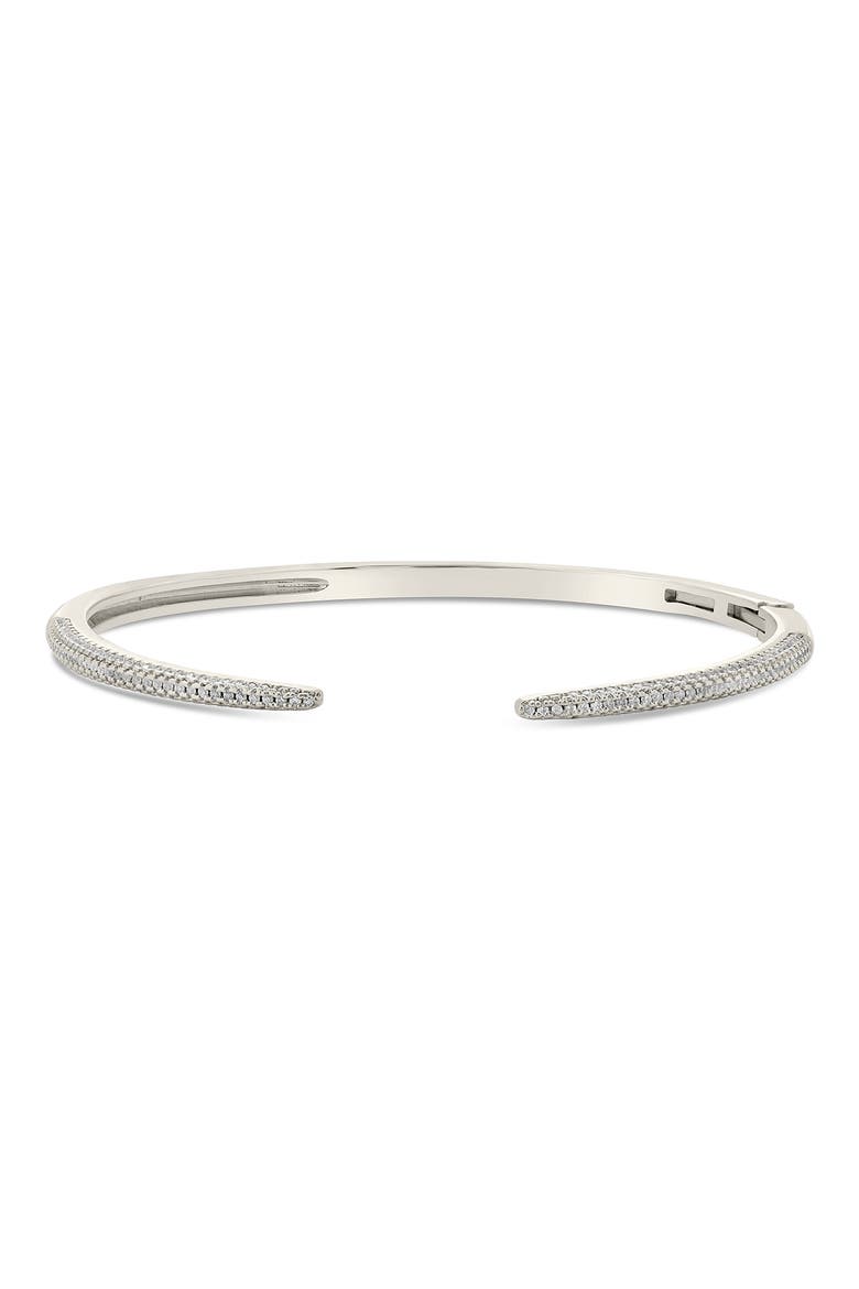 CZ Open Spike Cuff Bracelet, Main, color, SILVER
