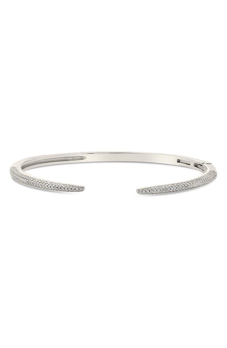 Sterling Forever CZ Open Spike Cuff Bracelet, Main, color, Silver