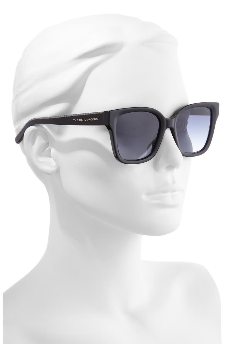 53mm Square Sunglasses, Alternate, color, BLACK/ DARK GREY