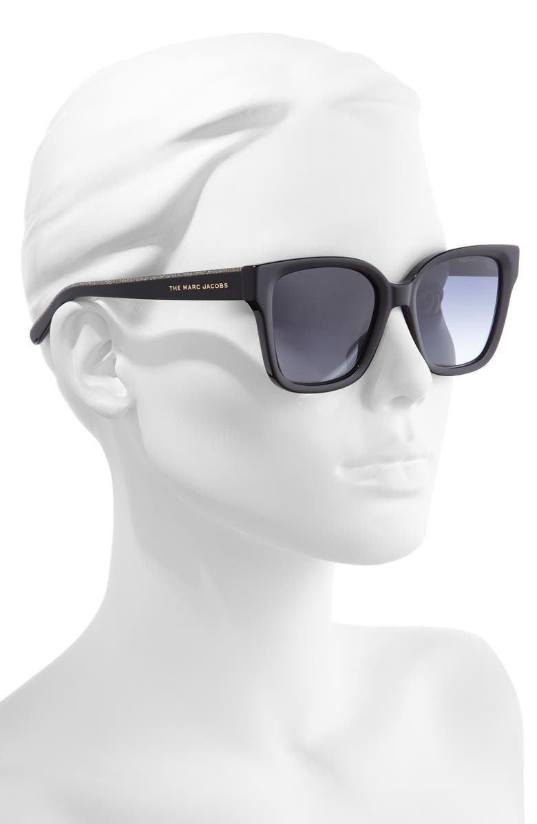 Marc Jacobs 53mm Square Sunglasses, Alternate, color, Black/ Dark Grey