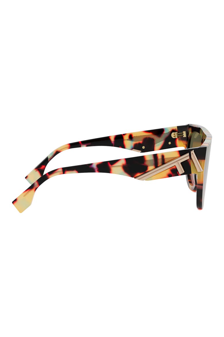 'Fendi First 139mm Flat Top Sunglasses, Alternate, color, HAVANA/ OTHER / GRADIENT GREEN