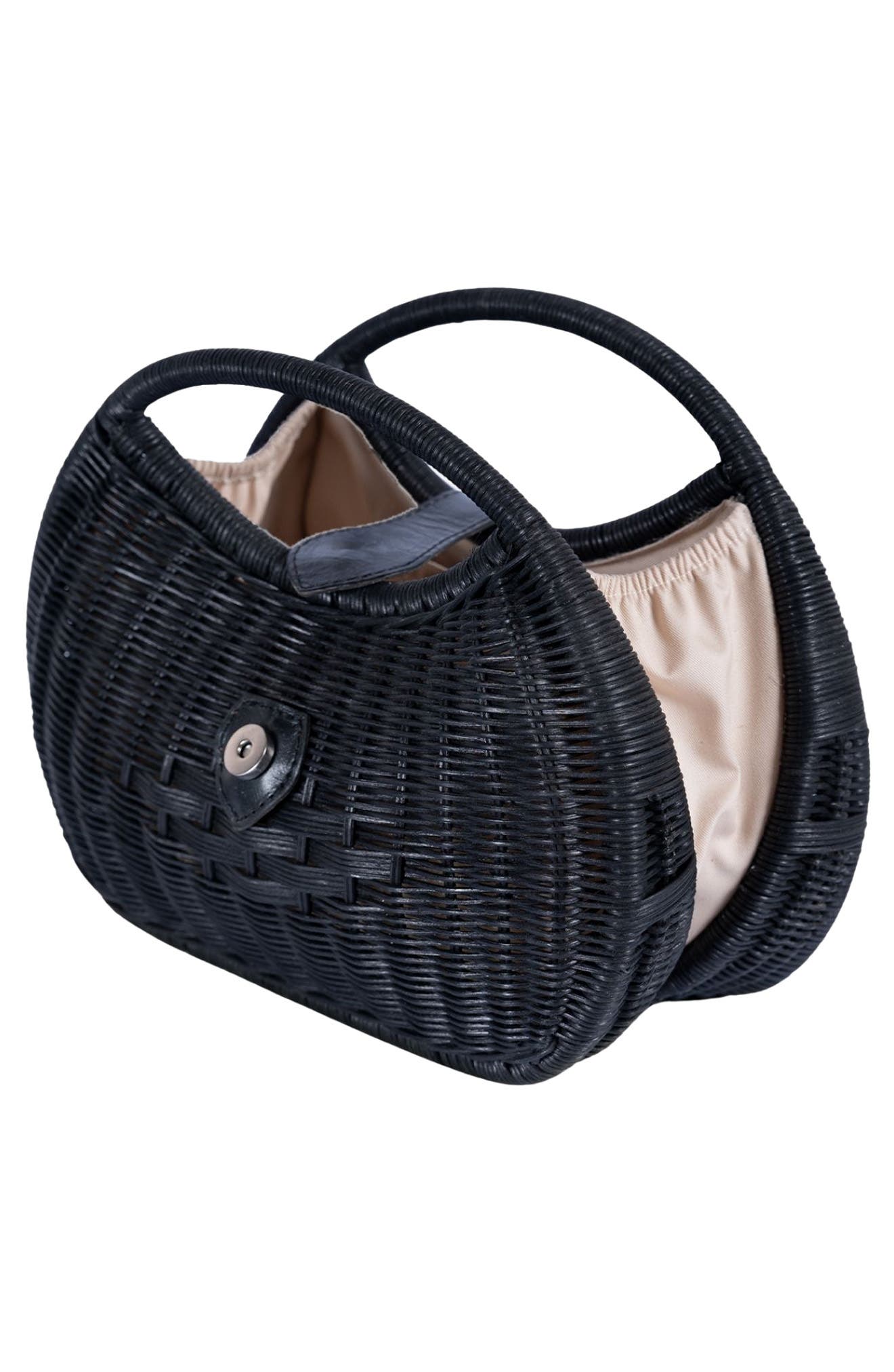 Jelavu Artemis Half Moon Rattan Hand Bag, Alternate, color, Black