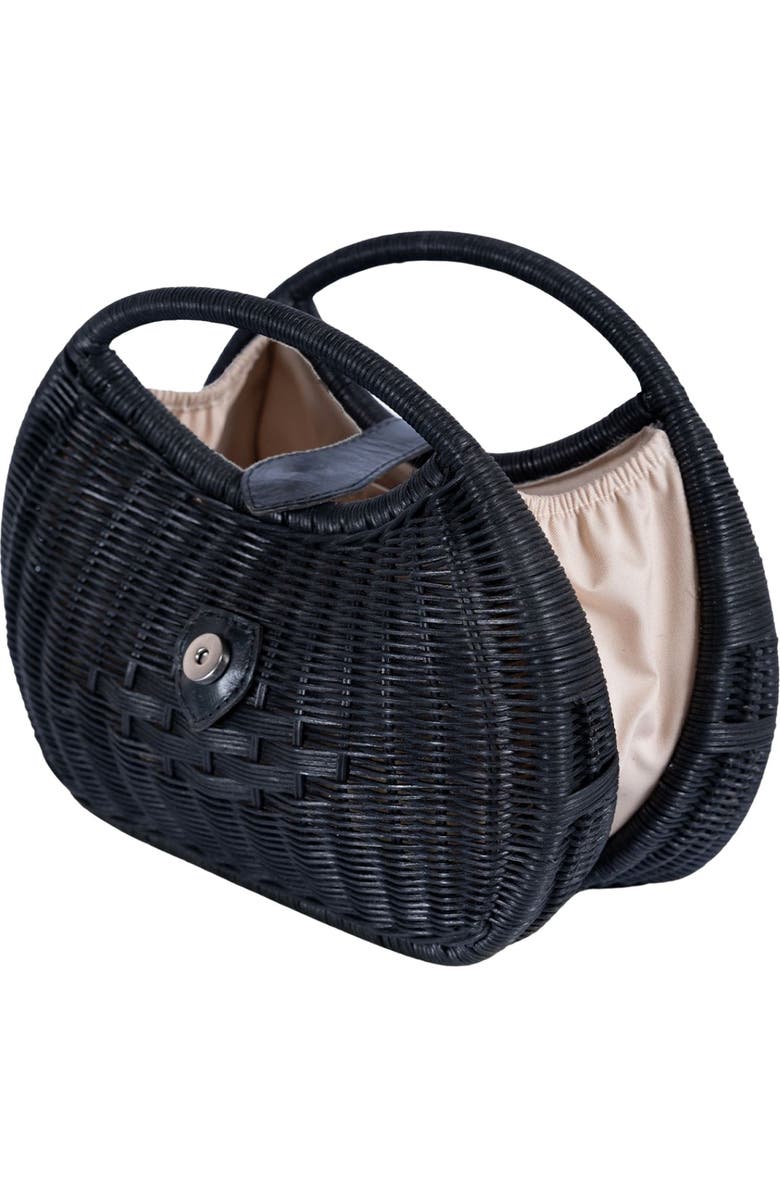 Jelavu Artemis Half Moon Rattan Hand Bag, Alternate, color, Black