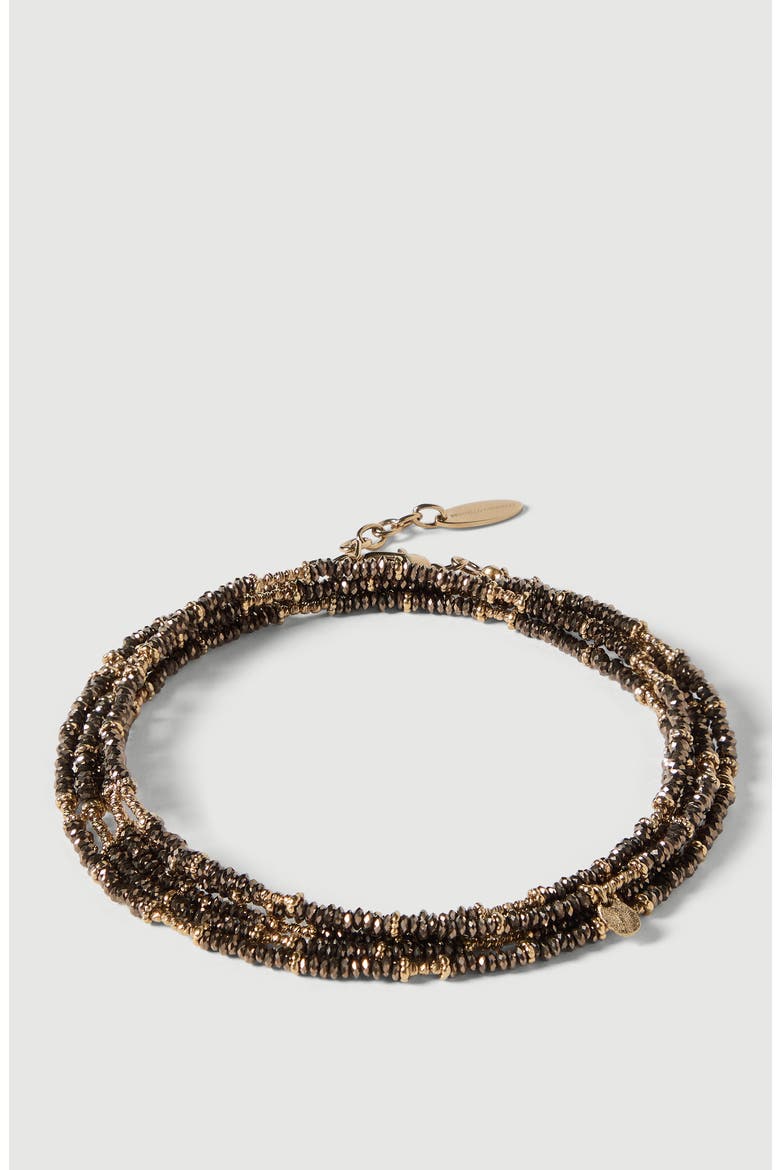 Hematite and Sterling Silver wrap bracelet, Alternate, color, Brown