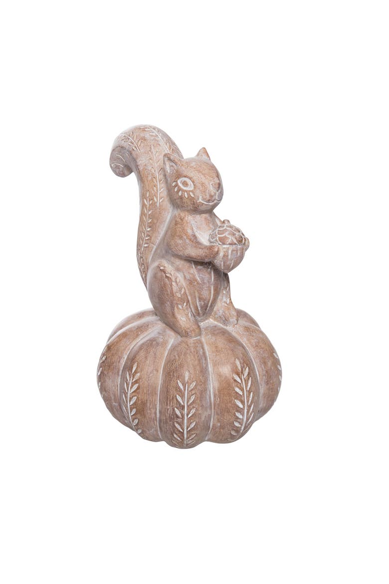 Squirrel On Pumpkin Figurine, Main, color, Brown