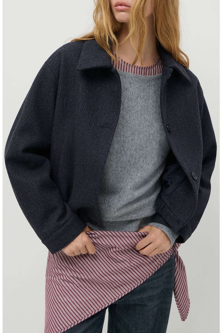 Striped Cloth Coat, Main, color, NAVY