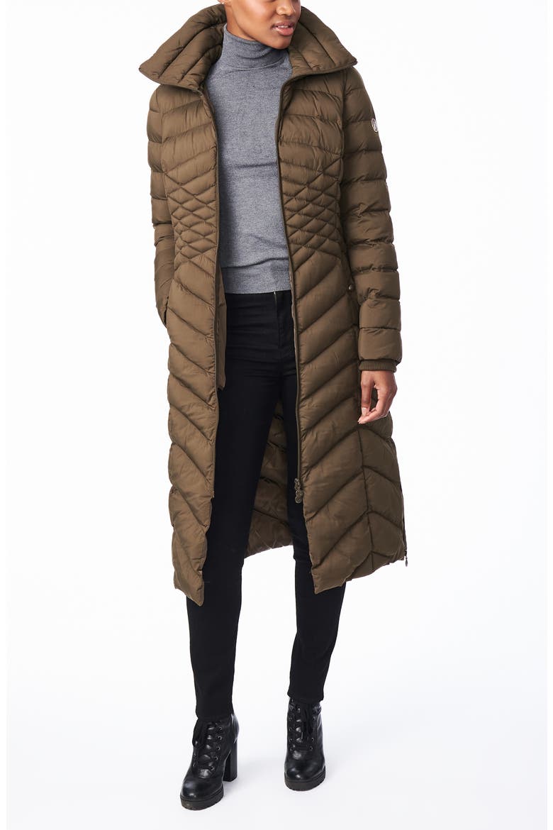 Ecoplume™ Hooded Long Puffer Coat, Alternate, color, DRIED BASIL