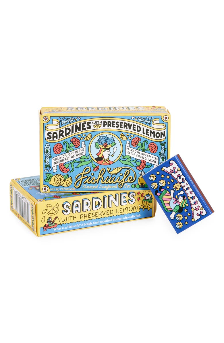 Fishwife Tinned Seafood Co. Sardines with Preserved Lemon, Main, color, Blue