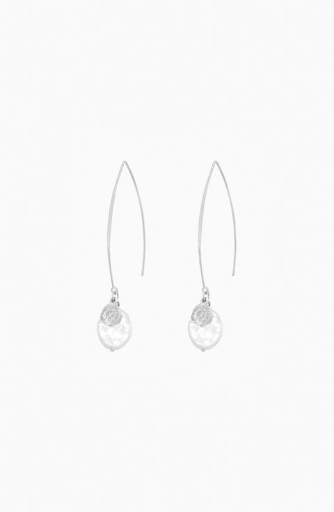 Samara Pearl Earrings Dainty Freshwater Pearl Statement