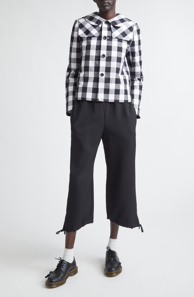 Comme des Garçons Girl Big Gingham Cotton Jacket, Alternate, color, Black