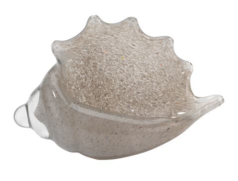 Triton Hand Blown Decorative Glass Shell, Grey