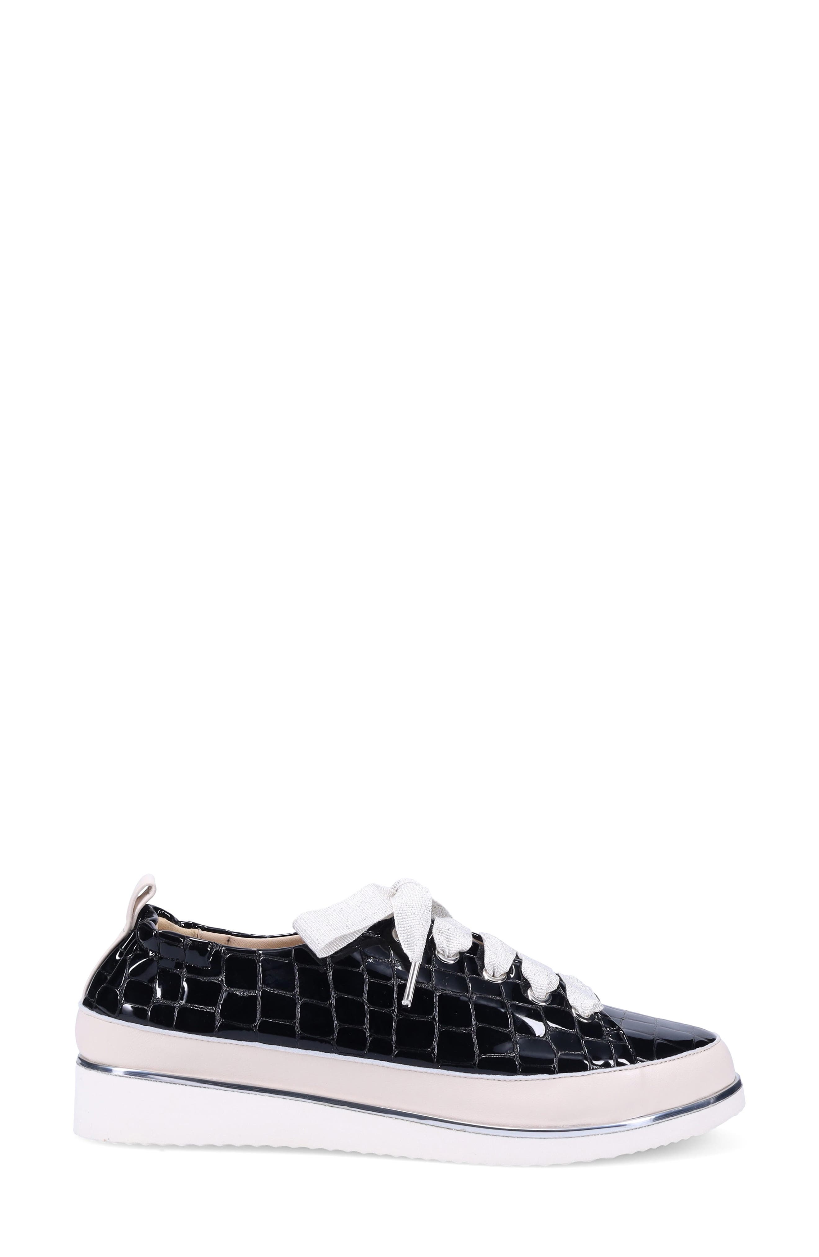 Ron White Novella Avara Croc Embossed Leather Sneaker, Alternate, color, Onyx