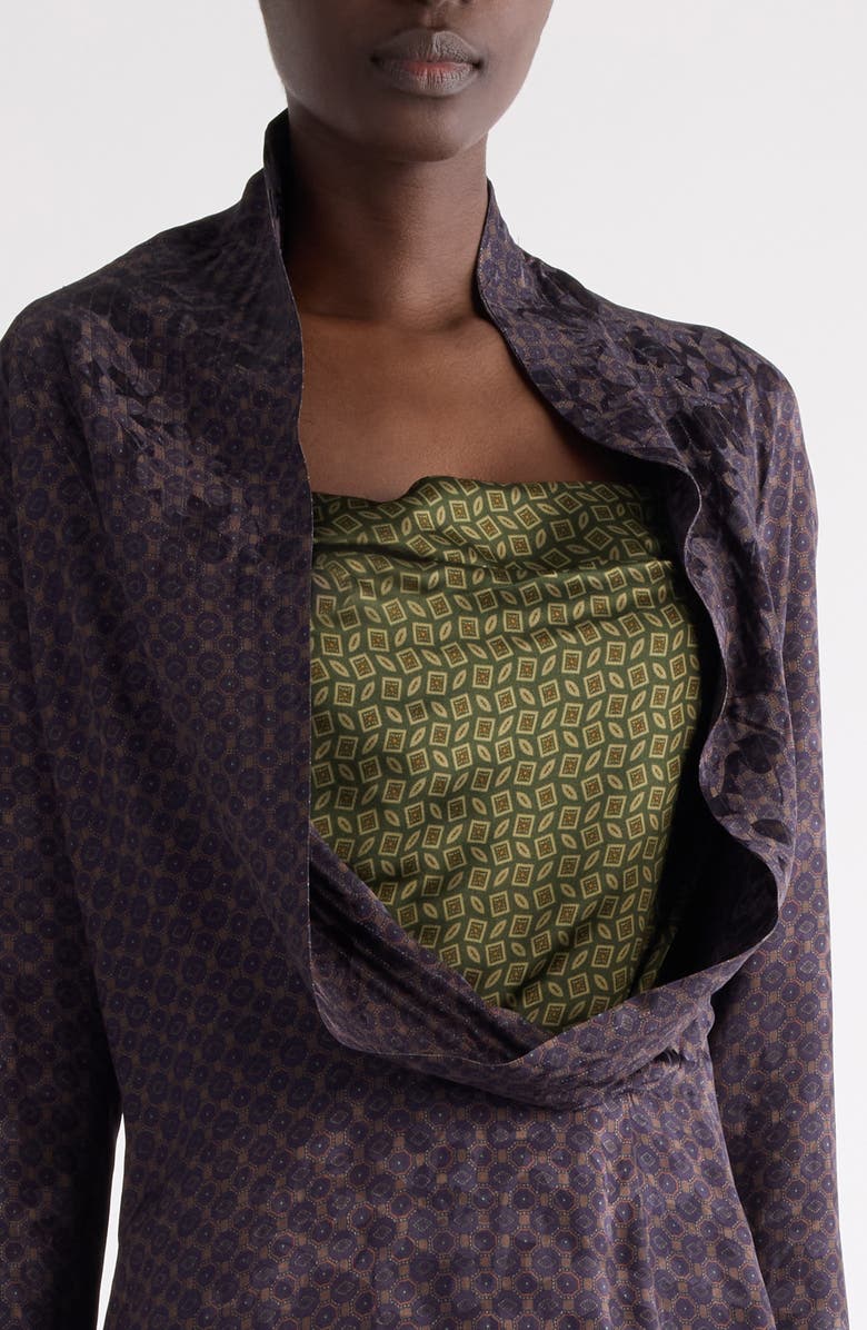 Dries Van Noten Delsey Long Sleeve Midi Dress, Alternate, color, Brown