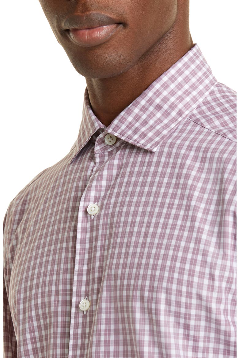 Centoquaranta Check Twill Button-Up Shirt, Alternate, color, DARK PINK