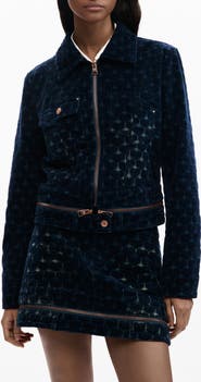 Desigual Flocked Denim Trucker Jacket