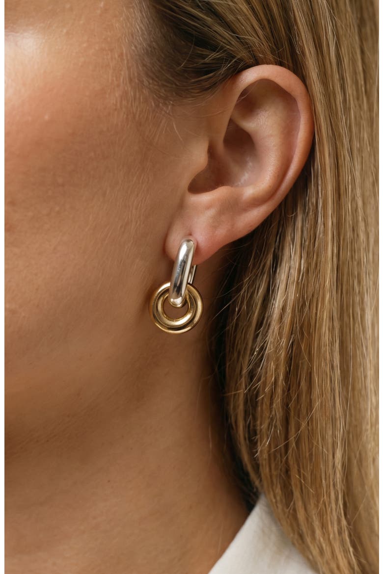 Set of 2 Hoop Earrings, Alternate, color, TWO TONE