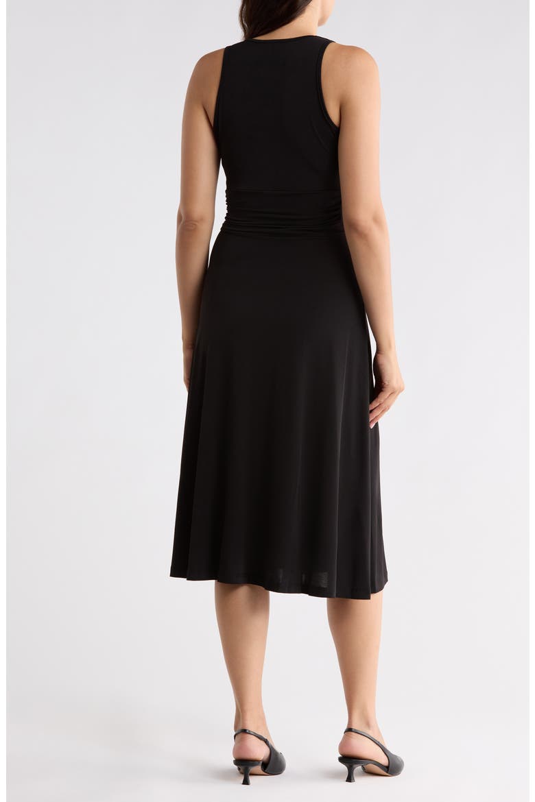 Deep V-Neck Midi Dress, Alternate, color, BLACK