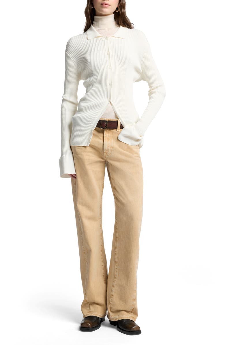 7 For All Mankind Tess Twisted Seam High Waist Straight Leg Jeans, Alternate, color, Sandune