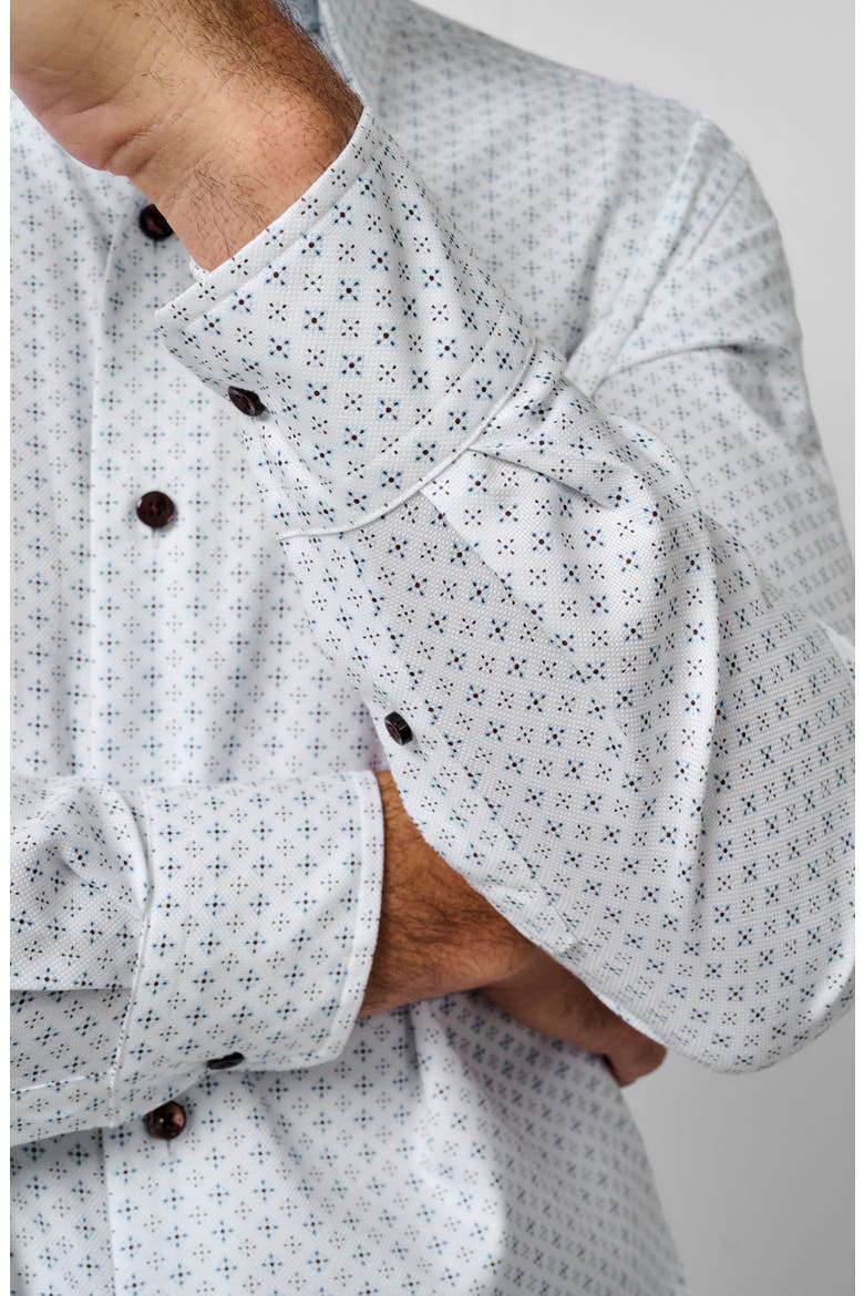 Neat Sport Shirt, Alternate, color, WHITE/ CHOCOLATE