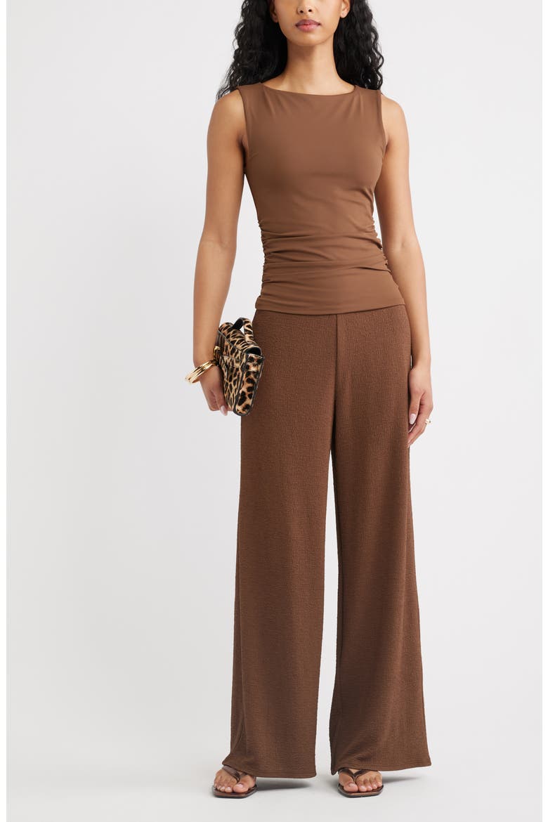 Boat Neck Sleeveless Top, Alternate, color, BROWN TERRA