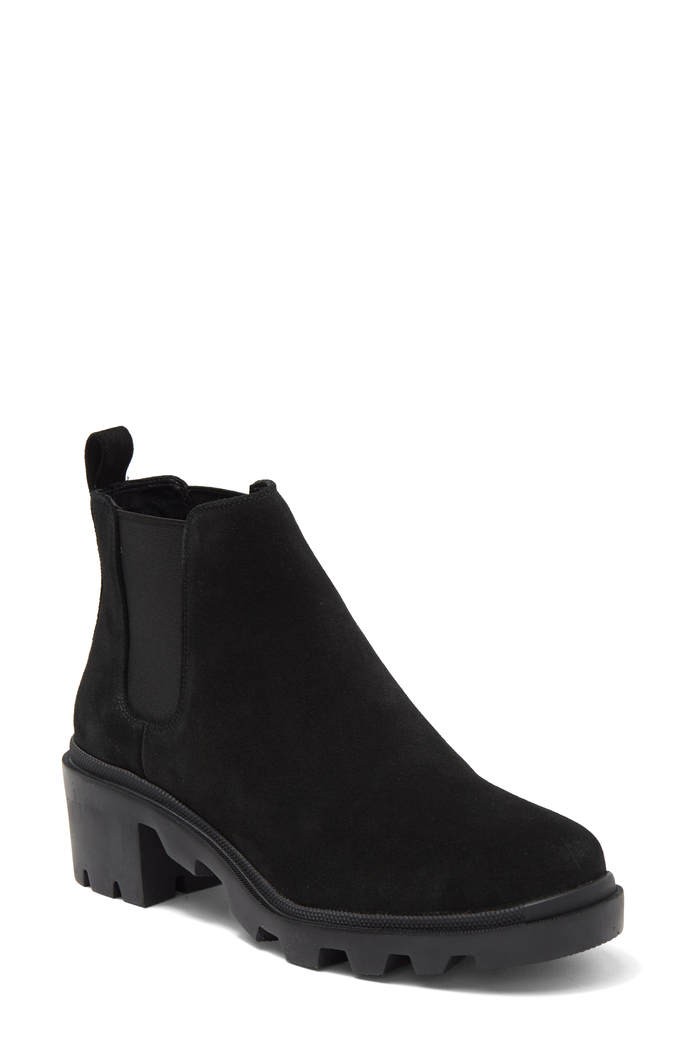 Hadlee Lug Sole Chelsea Boot, Main, color, BLACK SUEDE