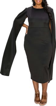 L I V D Naomi Cape Sleeve Midi Dress