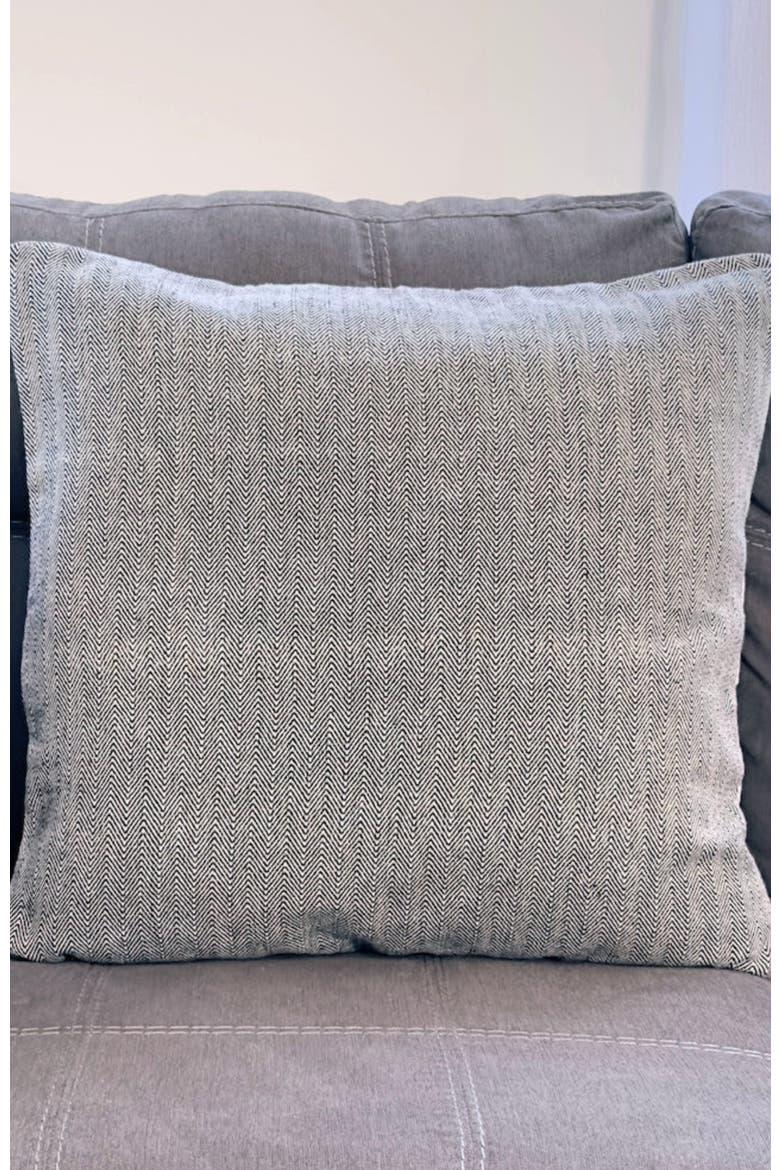 Zig Zag Woven Pillow - Cover, Alternate, color, Black and White