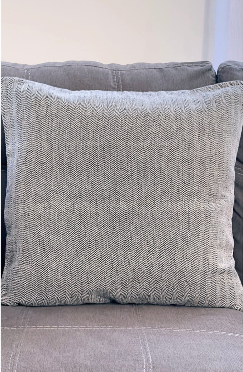 Manushi Zig Zag Woven Pillow - Cover, Alternate, color, Black And White