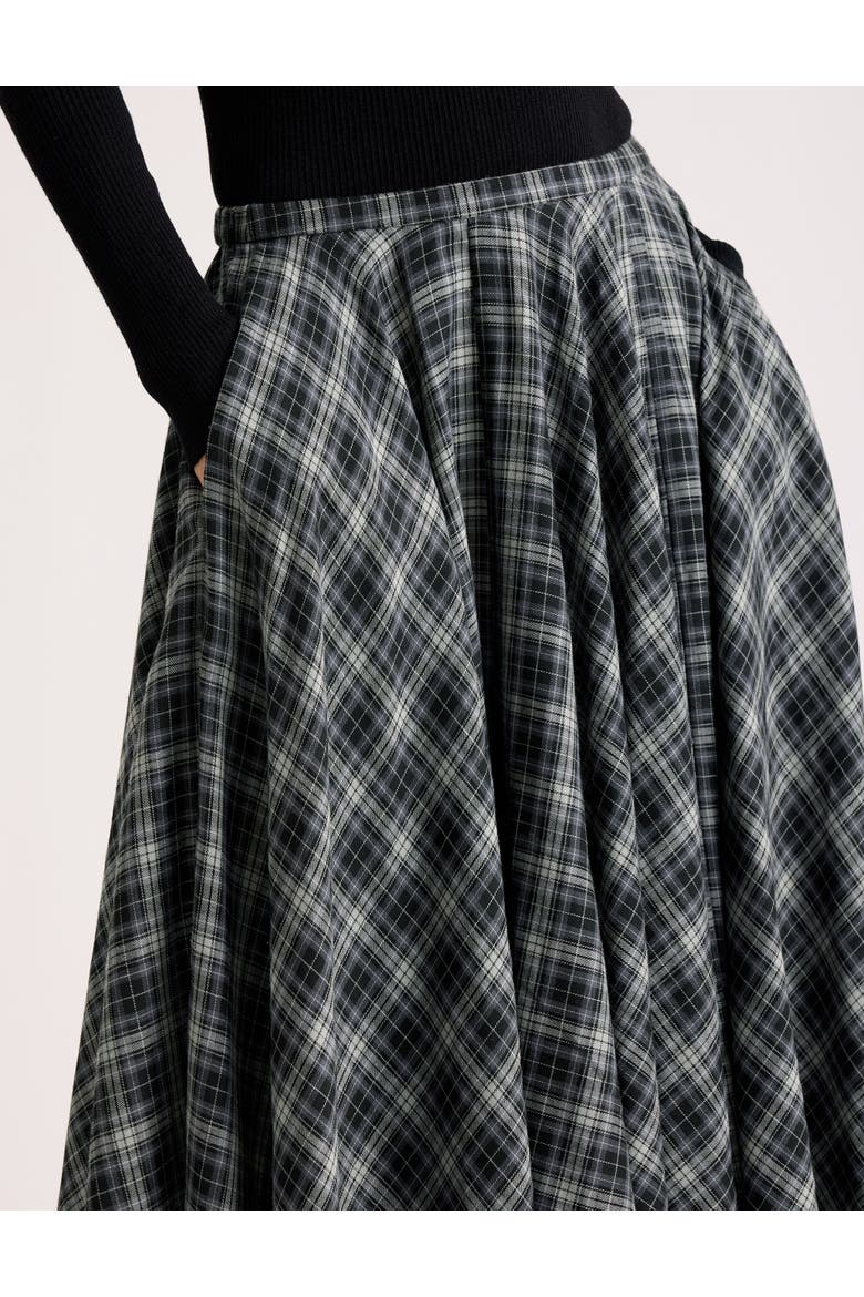 Plaid Check Full Skirt, Alternate, color, Grey