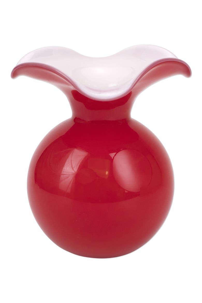 Hibiscus Fluted Medium Vase, Main, color, RED
