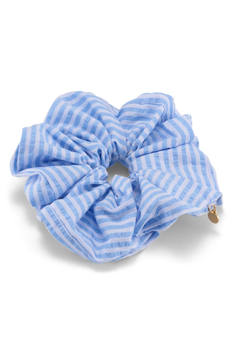 LELET NY Amy Oversize Seersucker Scrunchie, Main, color, Sky Blue