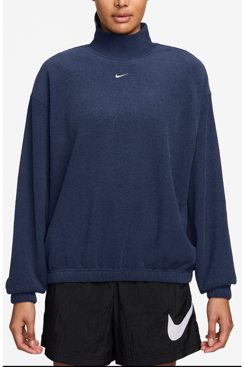 Phoenix Plush Cozy Oversized Mock Neck Sweatshirt, Main, color, MIDNIGHT NAVY/ SAIL