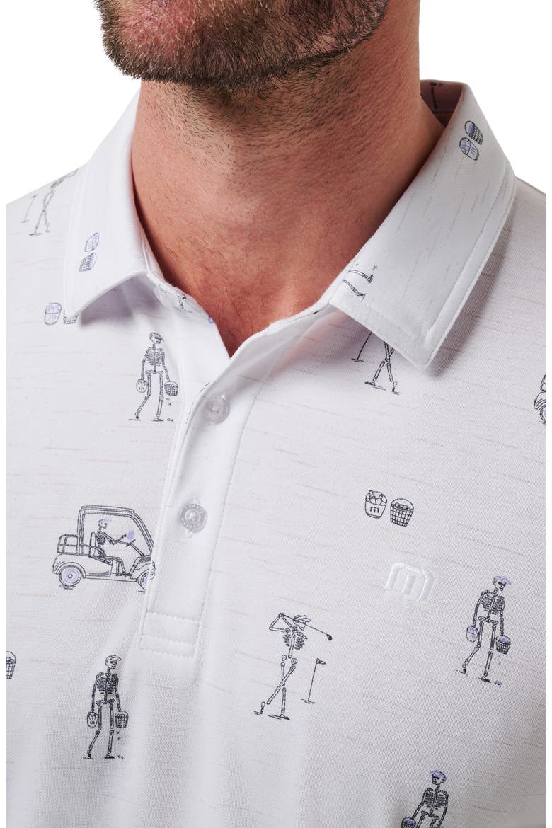 City Skeleton Print Golf Polo, Alternate, color, WHITE