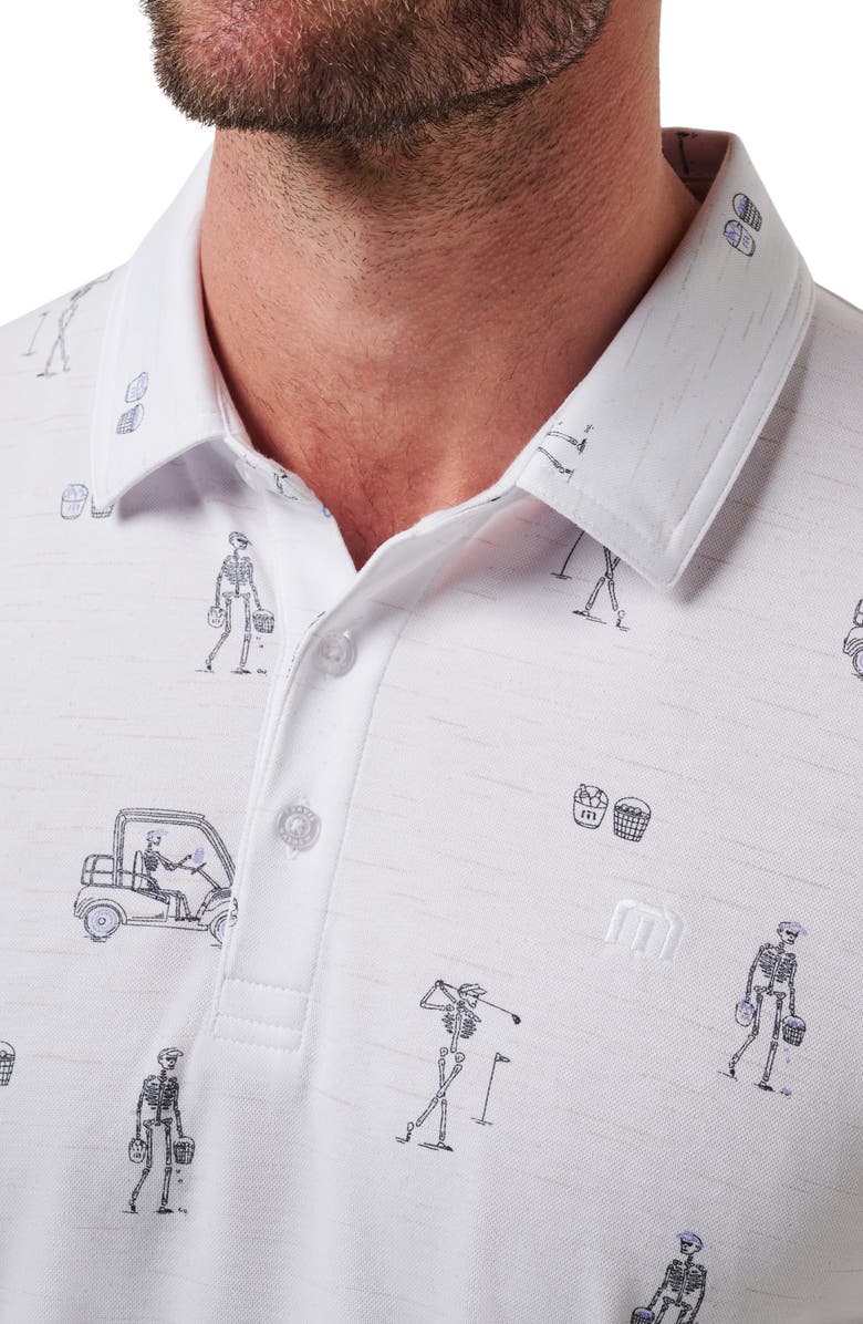 TravisMathew City Skeleton Print Golf Polo, Alternate, color, White