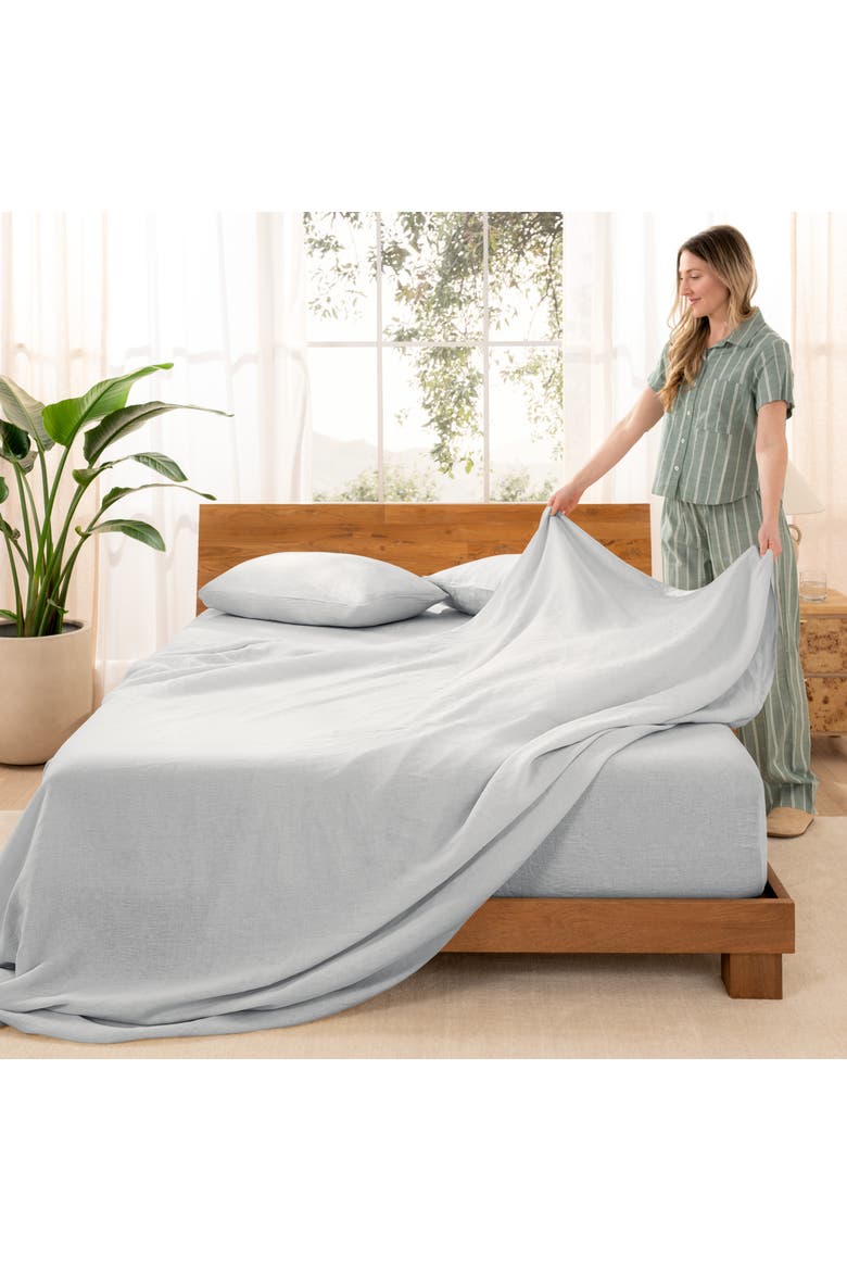 100% European Linen Sheet Set, Alternate, color, Glacier Grey