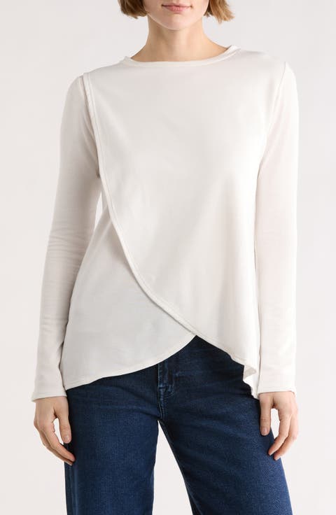 Long Sleeve Cross Hem T-Shirt