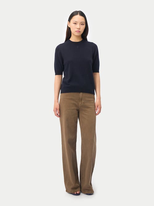 Gobi Mongolian Cashmere Elbow-length Sleeve Cashmere Sweater In Blue