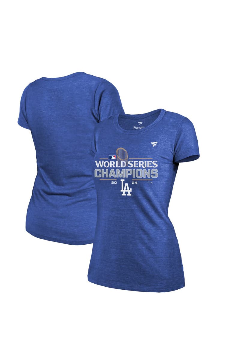 FANATICS Women's Fanatics Royal Los Angeles Dodgers 2024 World Series Champions Locker Room Tri-Blend T-Shirt, Main, color, 