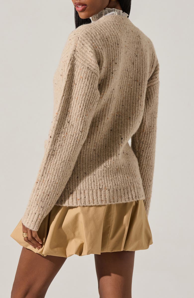 ASTR the Label Saffi V-Neck Cardigan, Alternate, color, Oatmeal Multi