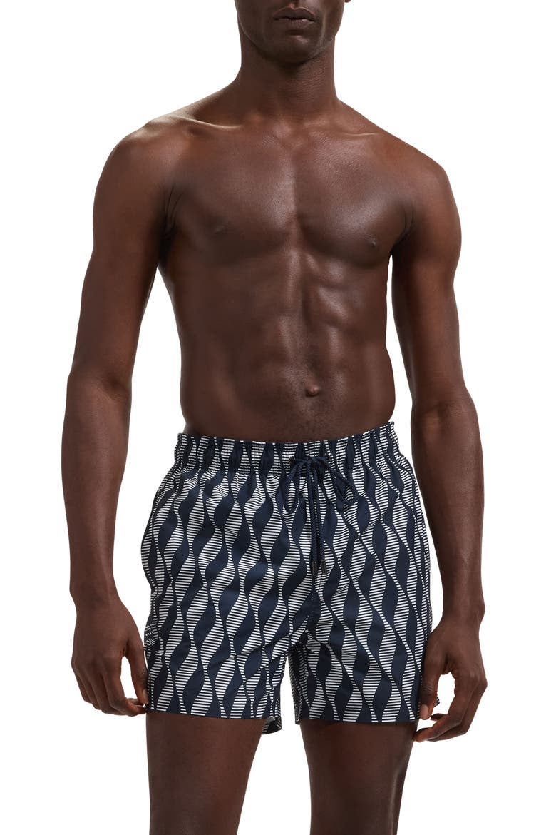 Cruz Print Swim Trunks, Main, color, NAVY