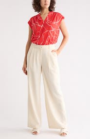 NORDSTROM RACK Growover Print Shirred V-Neck Top