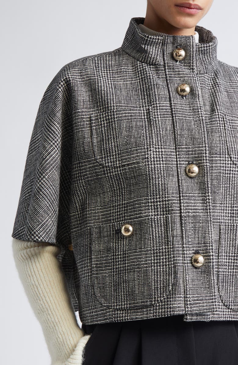 Max Mara Aeuro Glen Plaid Convertible Cashmere Cape, Alternate, color, Tawny Bronze Brown