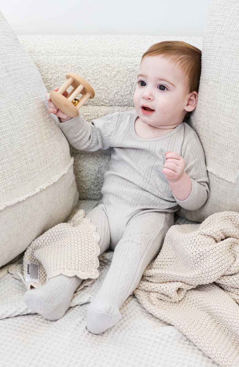 Manière Pocket Pointelle Footie, Alternate, color, Grey