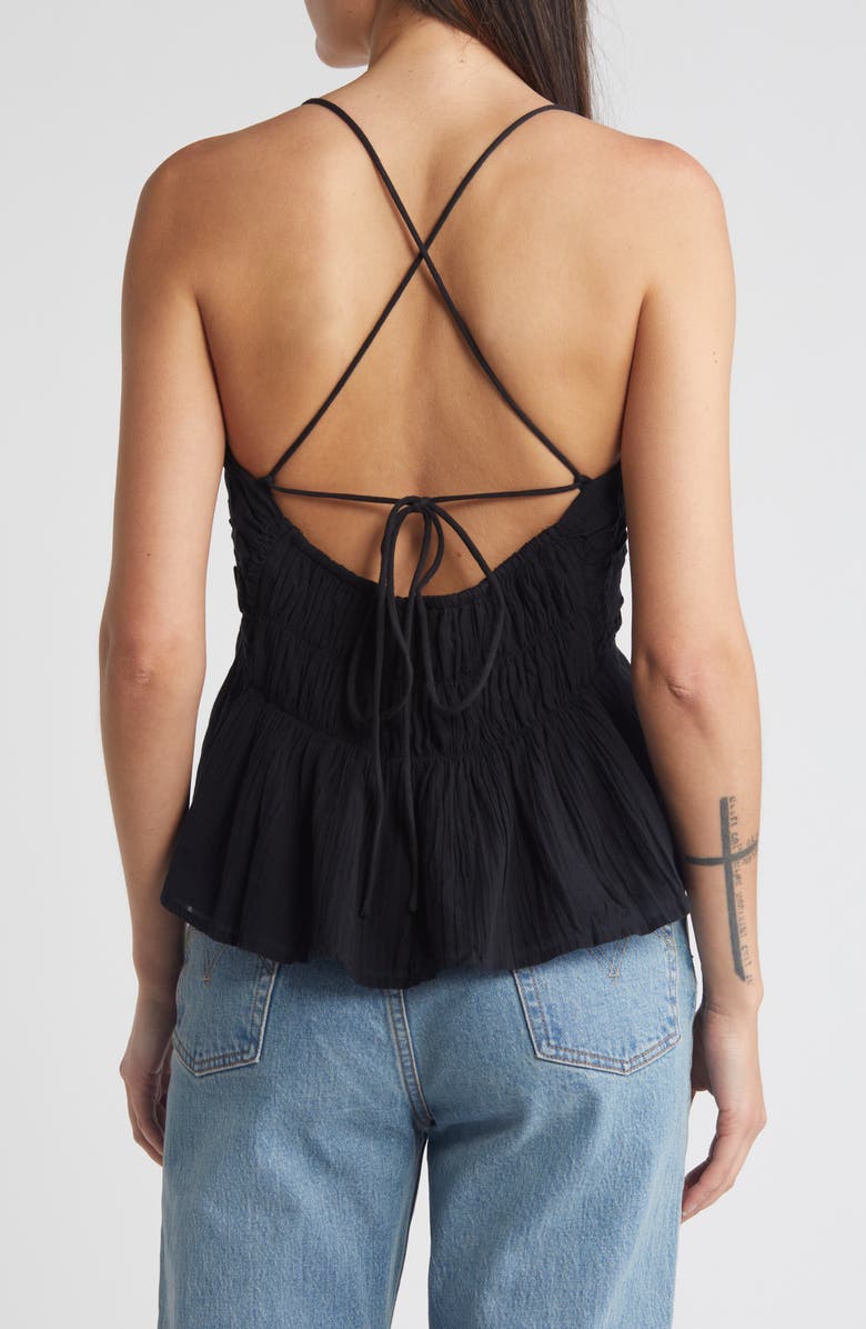 Treasure & Bond Shirred Cotton Gauze Peplum Top, Alternate, color,