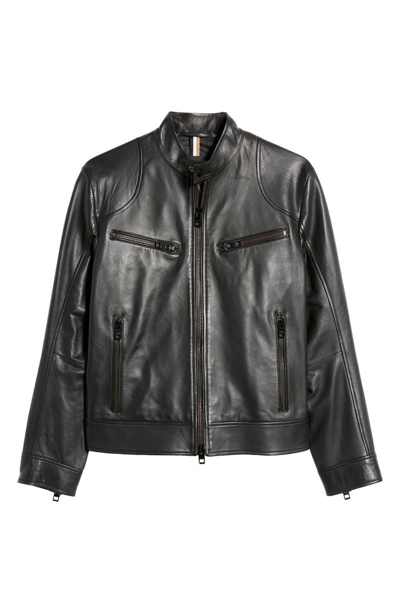 BOSS Malton 1 Leather Jacket, Alternate, color, 