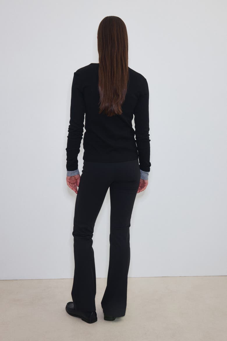 Four-way Stretch Flared Trousers, Alternate, color, Black
